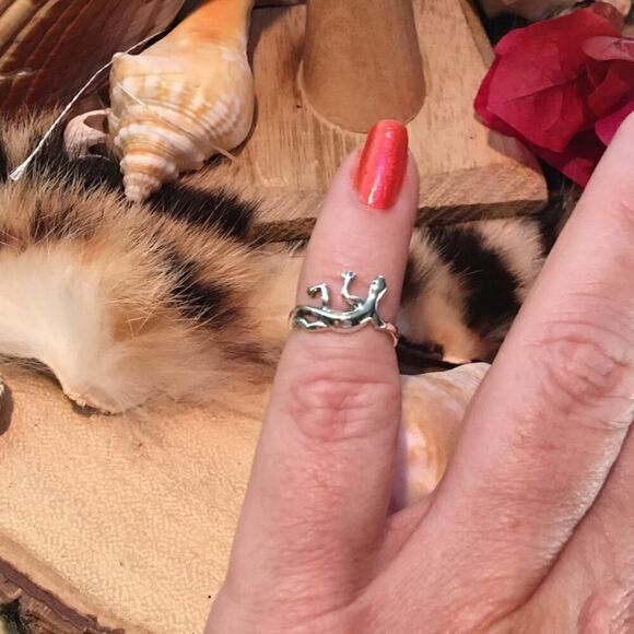Lizard Sterling Silver Toe Ring Midi Ring - Picture 3 of 5